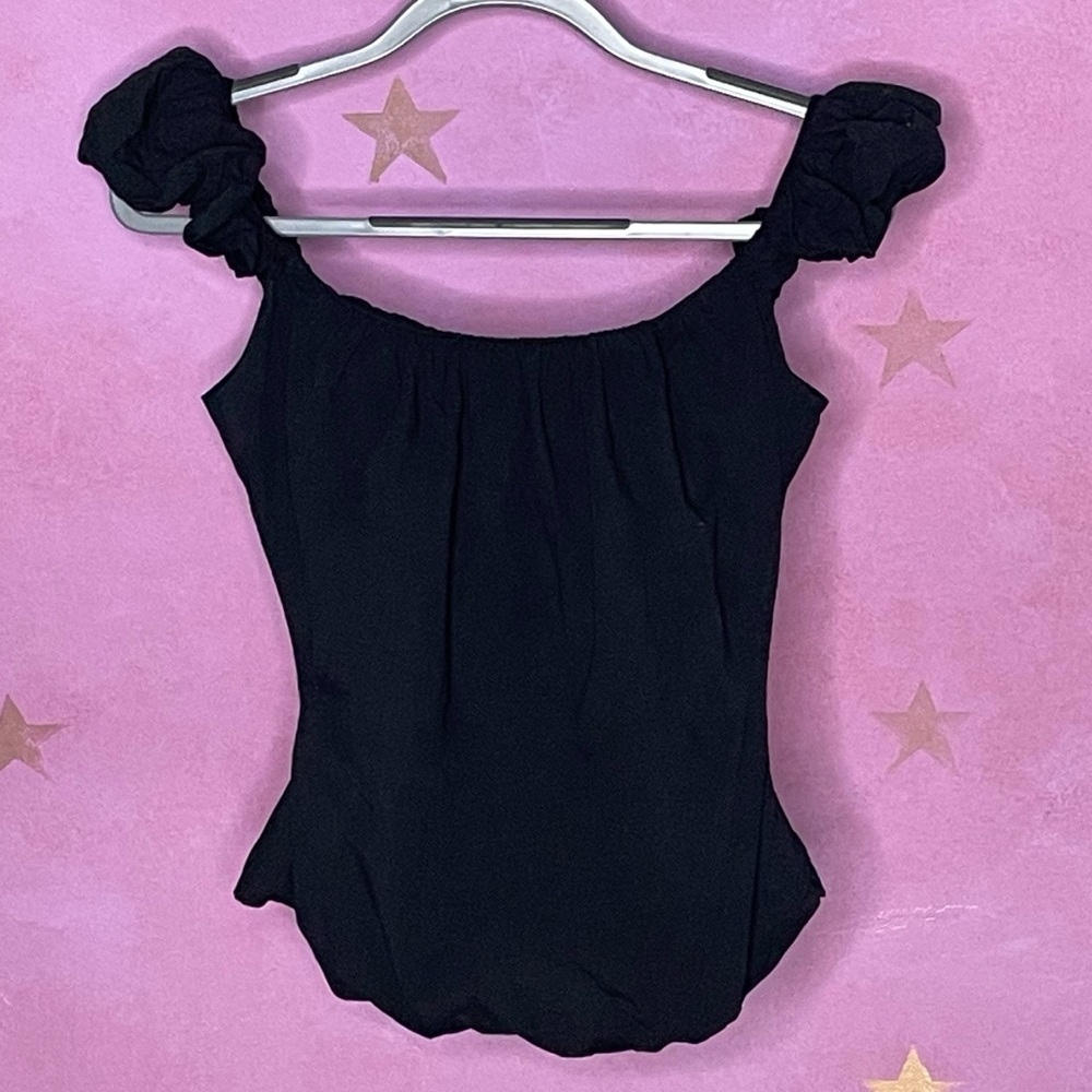 Pixie Market Black Ruffled Sleeve Seersucker Zip Back Fitted Size Medium